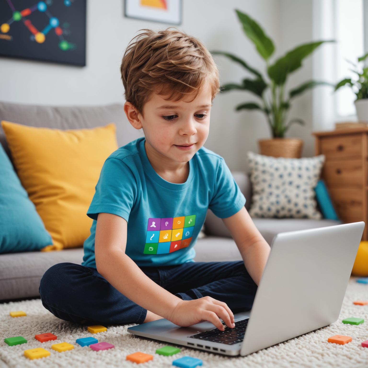 Children learning to code on laptops in a bright classroom