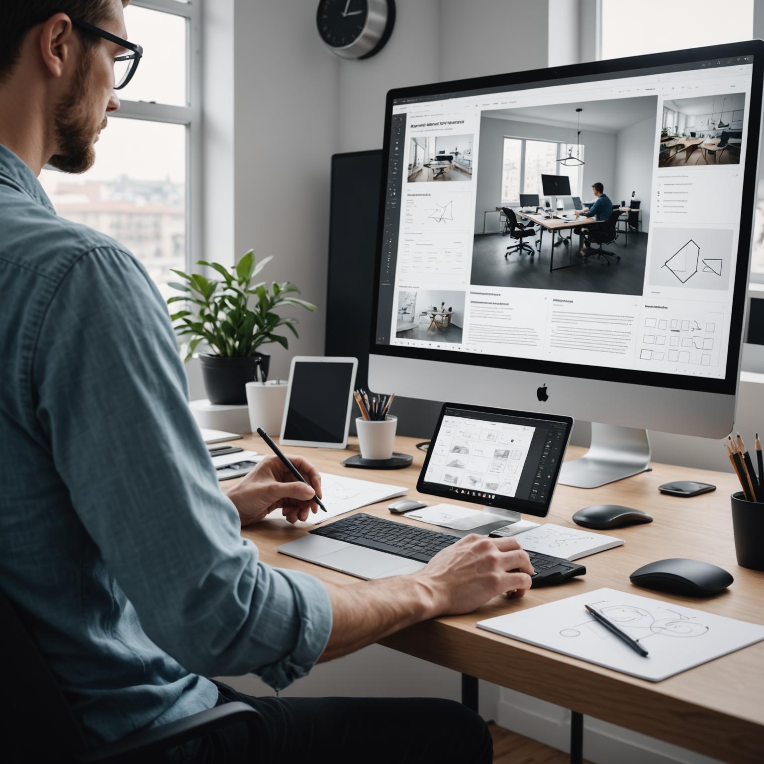 UX designer working on interface wireframes and prototypes