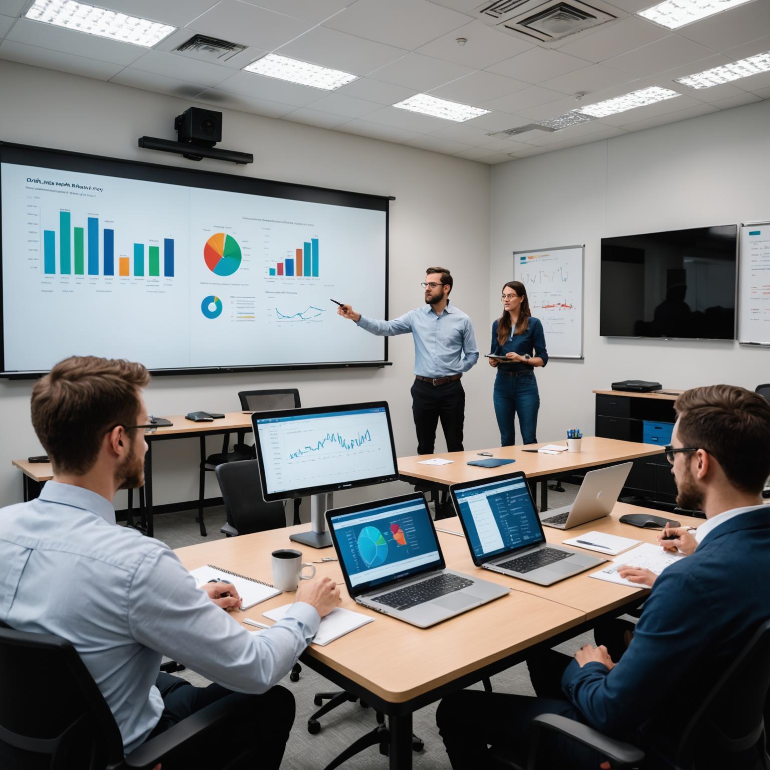 Data analytics student working with visualisation dashboards at Sprytani Academy